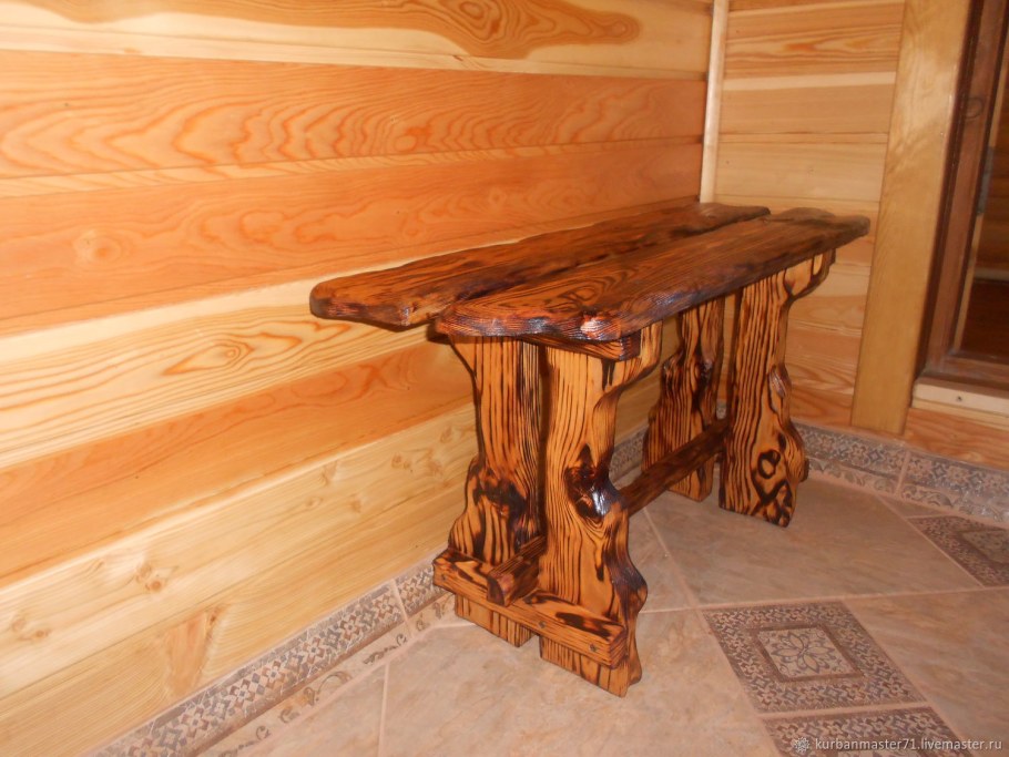 Стол в баню из дерева
