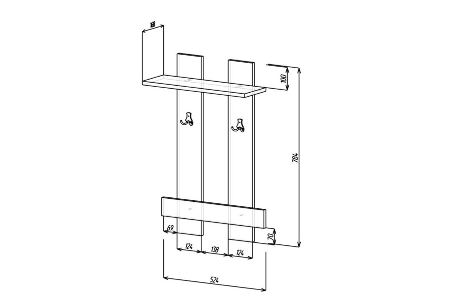 Вешалка настенная Hoff уно-64