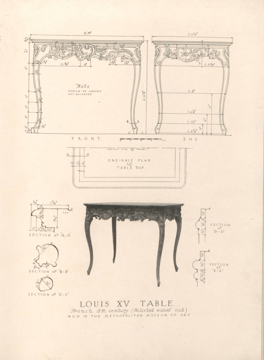 Чертеж старинной мебели