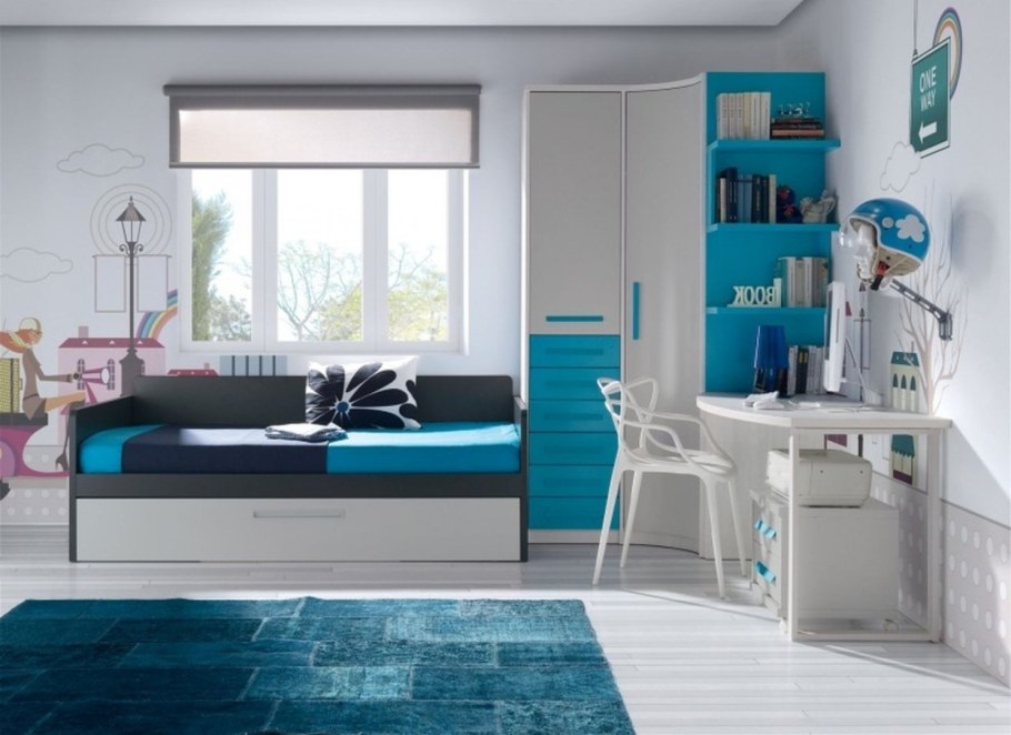 Детская комната для мальчика бирюза