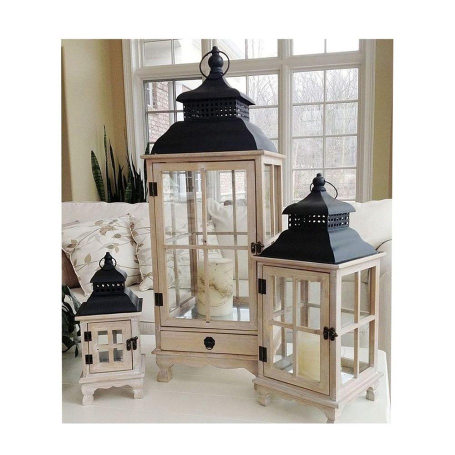 Деревянный фонарь подсвечник в интерьере