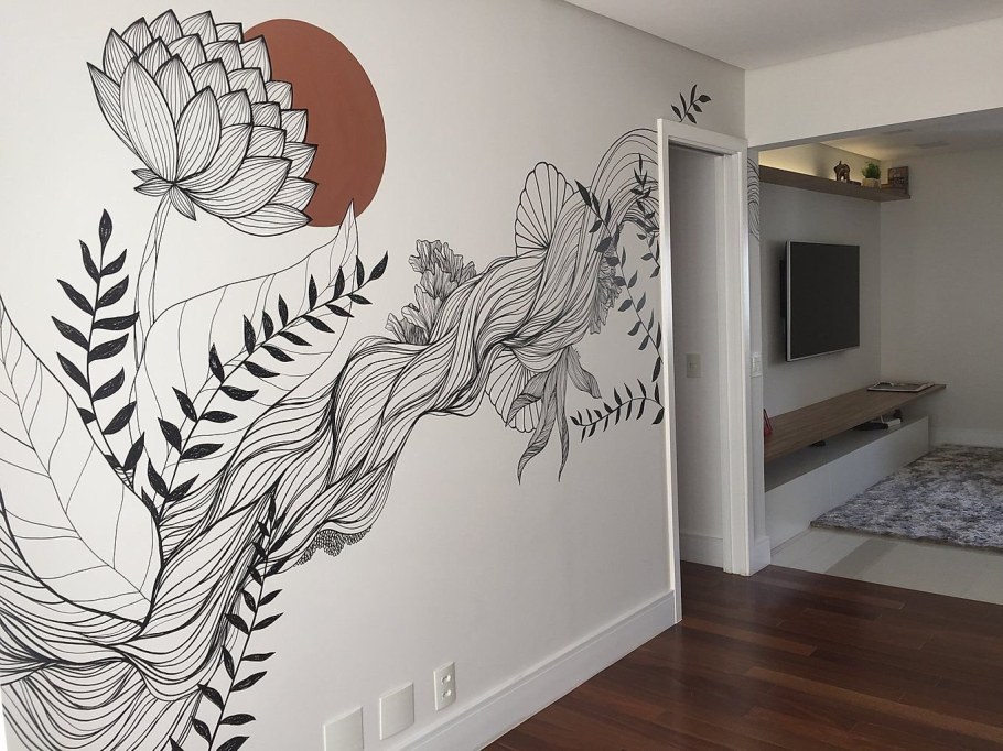 Роспись стен в квартире своими руками трафареты