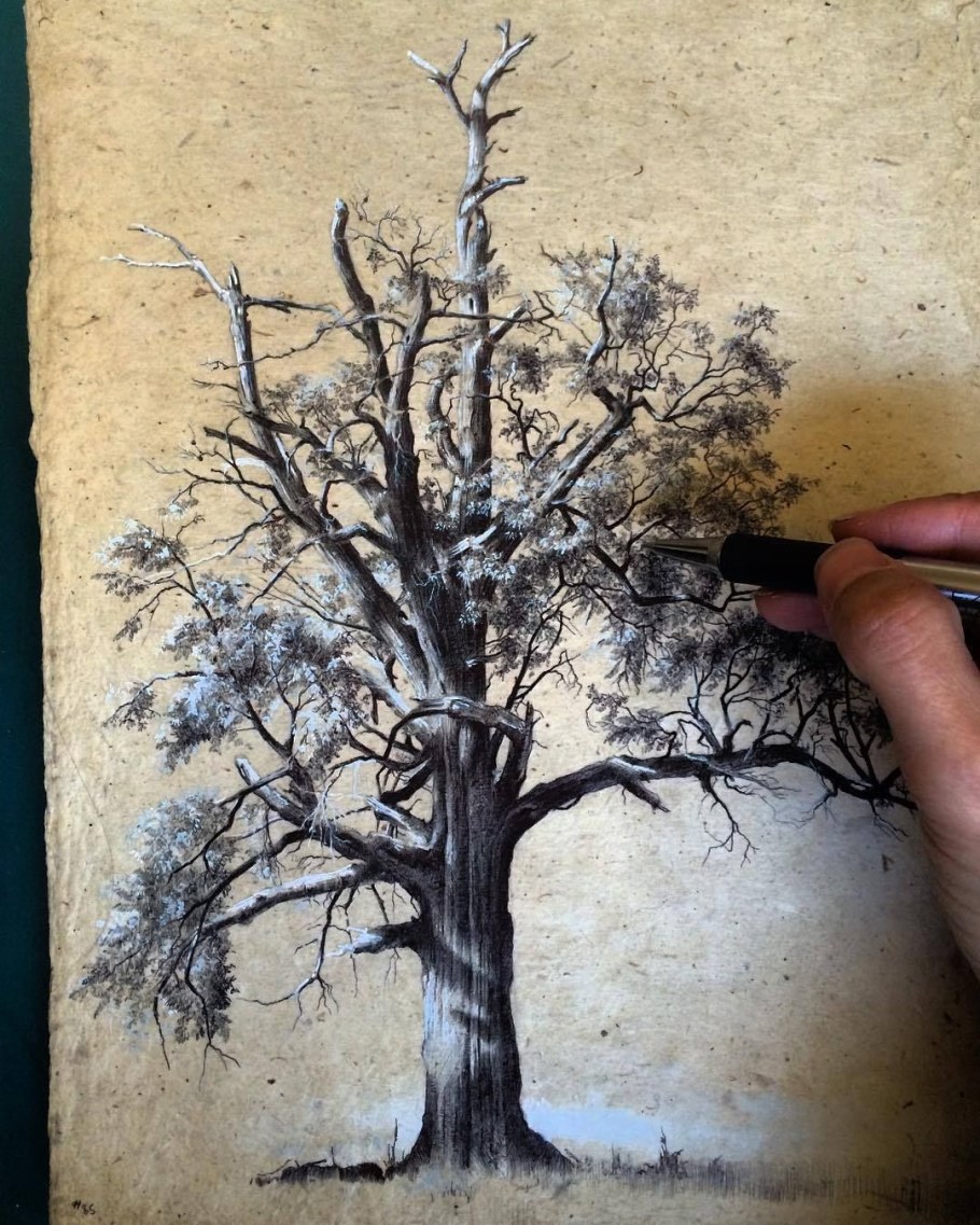 Дерево реализм красками