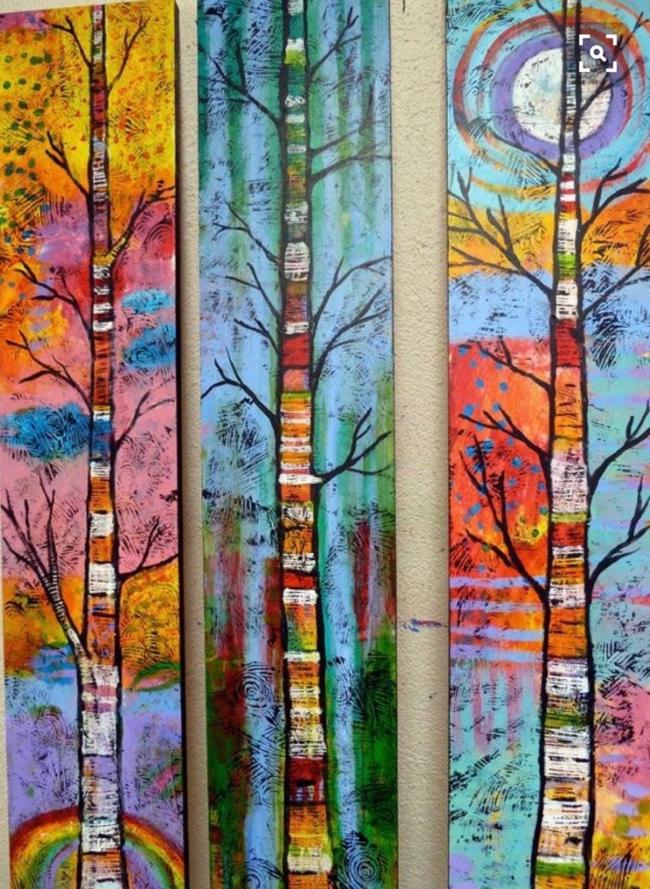 Картина разноцветные деревья