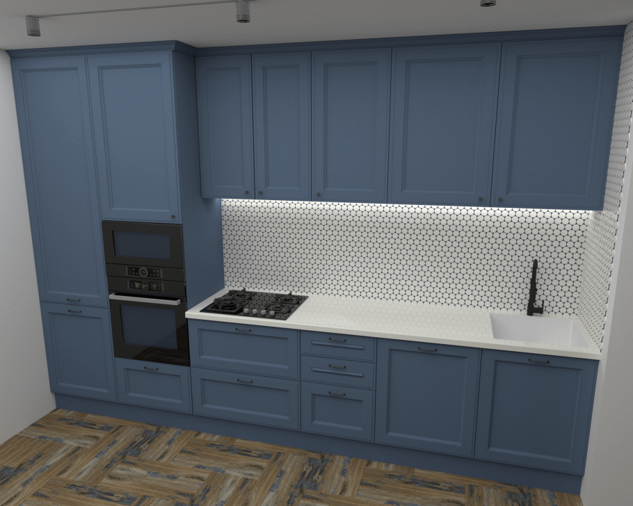 Скандинавские кухни серый фасад снизу белый верх Роял Вуд