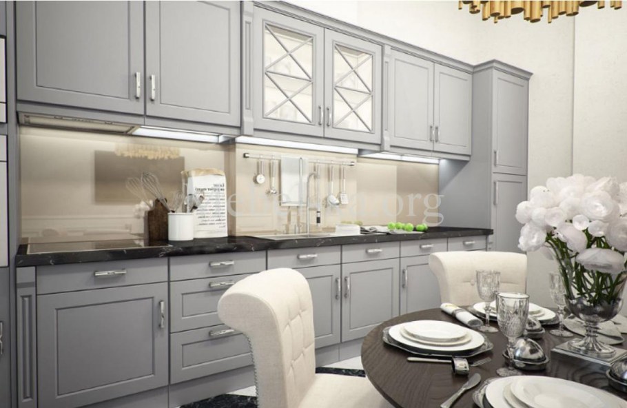 Кухня серая классика