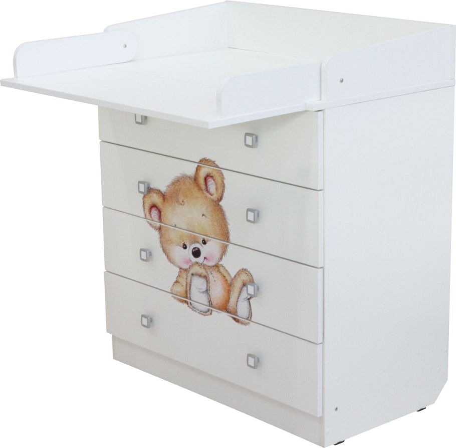 Пеленальный комод Фея 1580 Медвежонок, белый