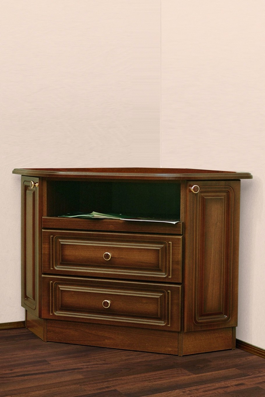 Тумба телевизионная угловая комбинированная "МДФ" Тамбовмебель