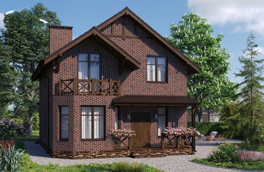 Дом с мансардой и балконом 120кв