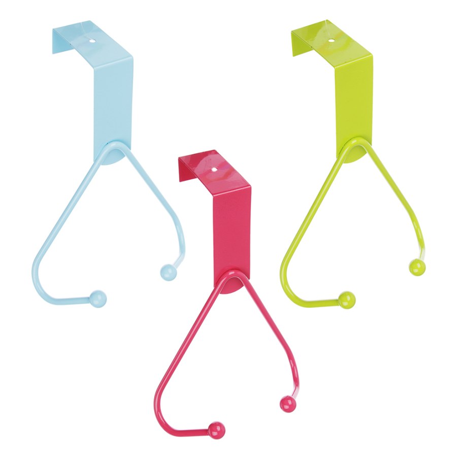 Вешалка надверная 2 крючка металл 12*15*5см 3цв /465-164/