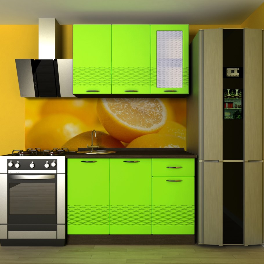 Кухня МДФ 2,0м. (Яблоневый цвет)