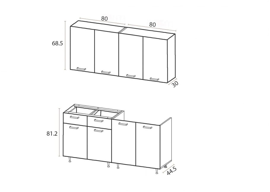 Кухонный гарнитур миф Рио 2 м