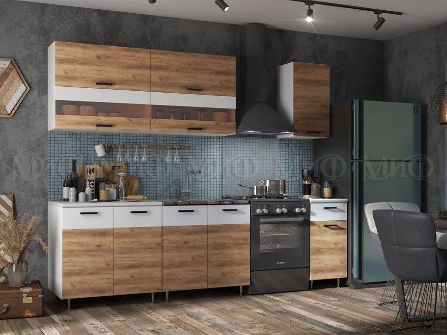 Кухня Рио ЛДСП 2,0м (белый/дуб крафт)