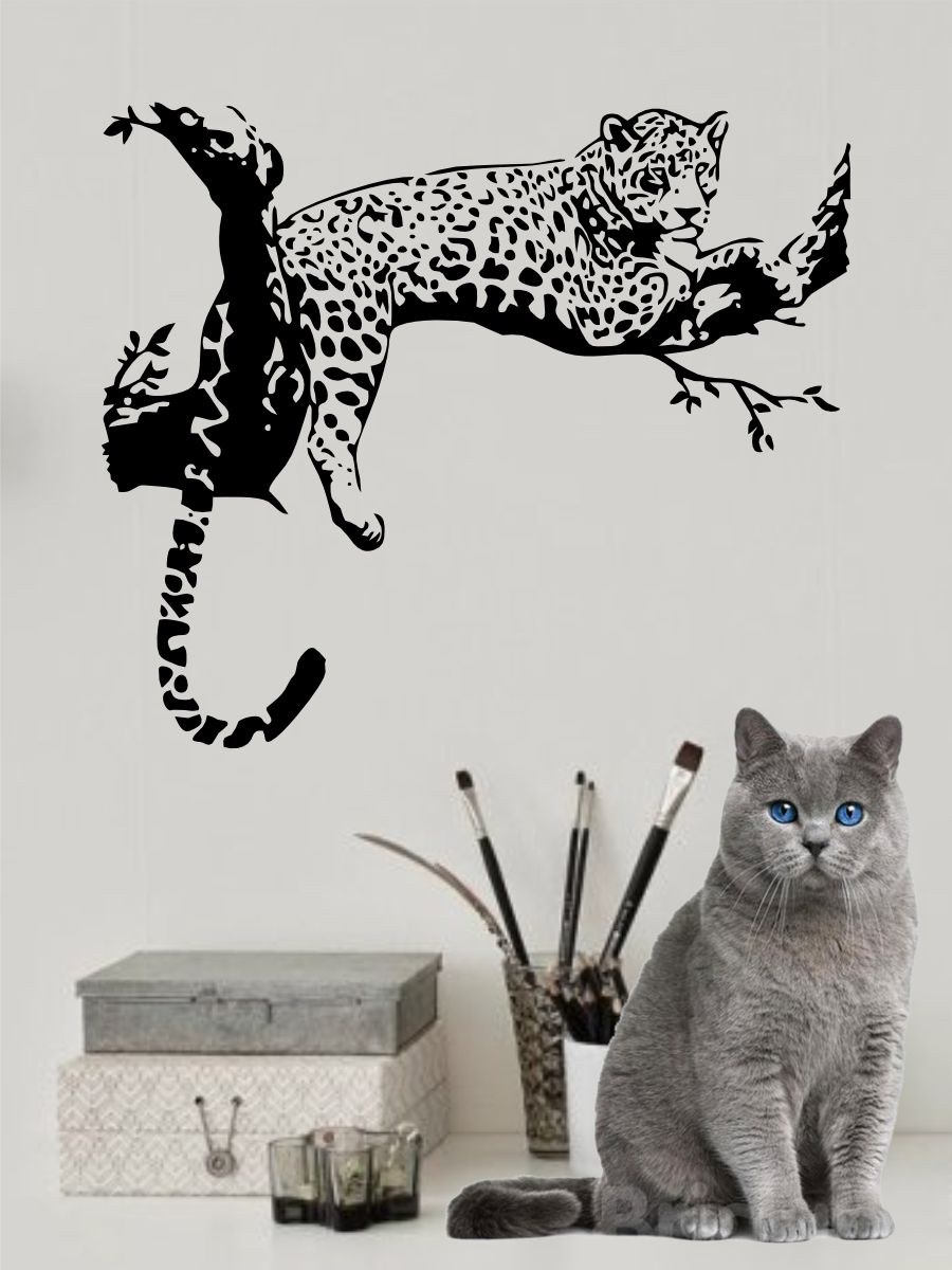 Большая интерьерная наклейка на дверь кошка (76 фото)