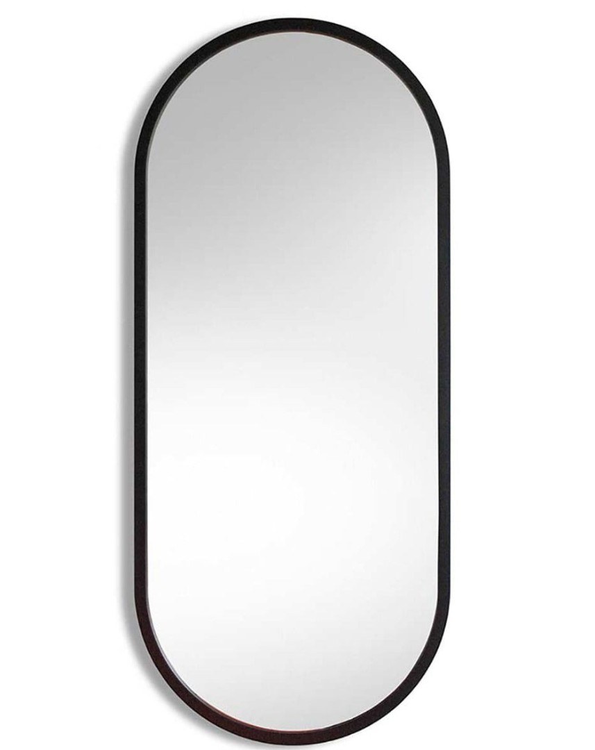 Овальное зеркало для ванной комнаты черная рама amb
