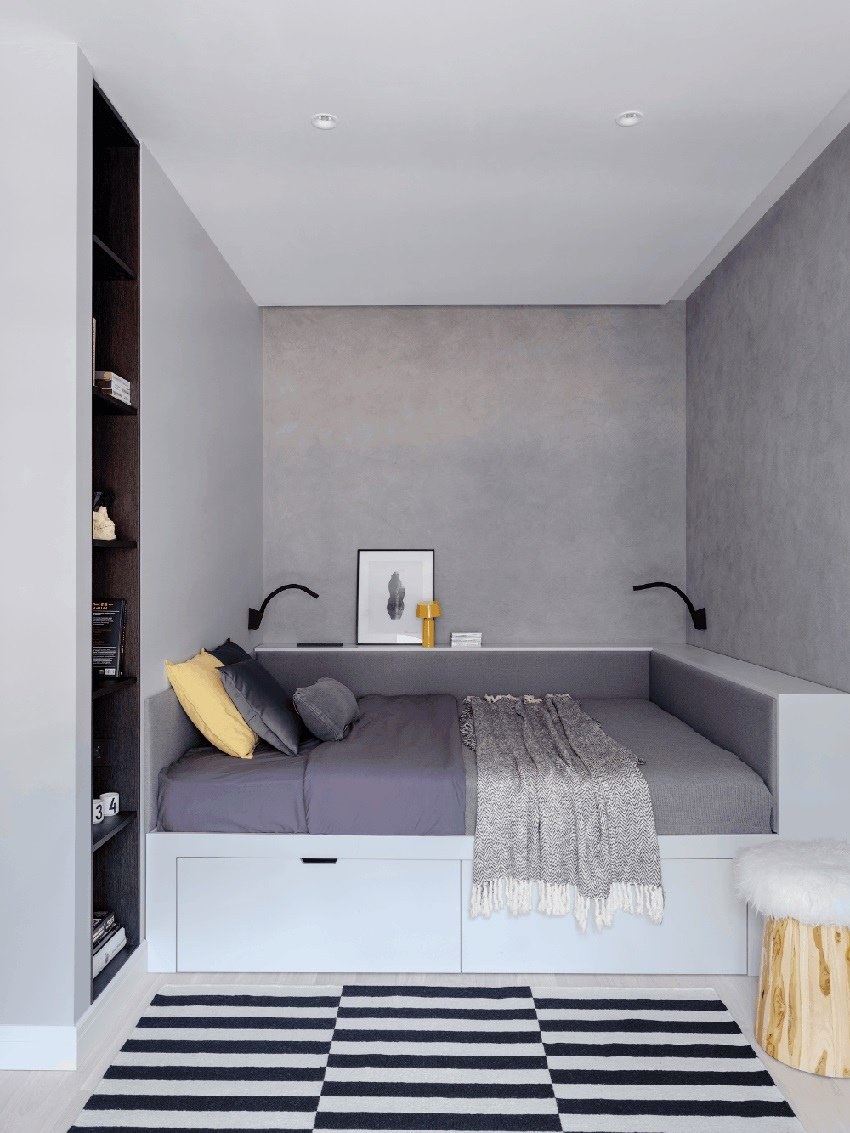 Кровать в нише в однокомнатной квартире