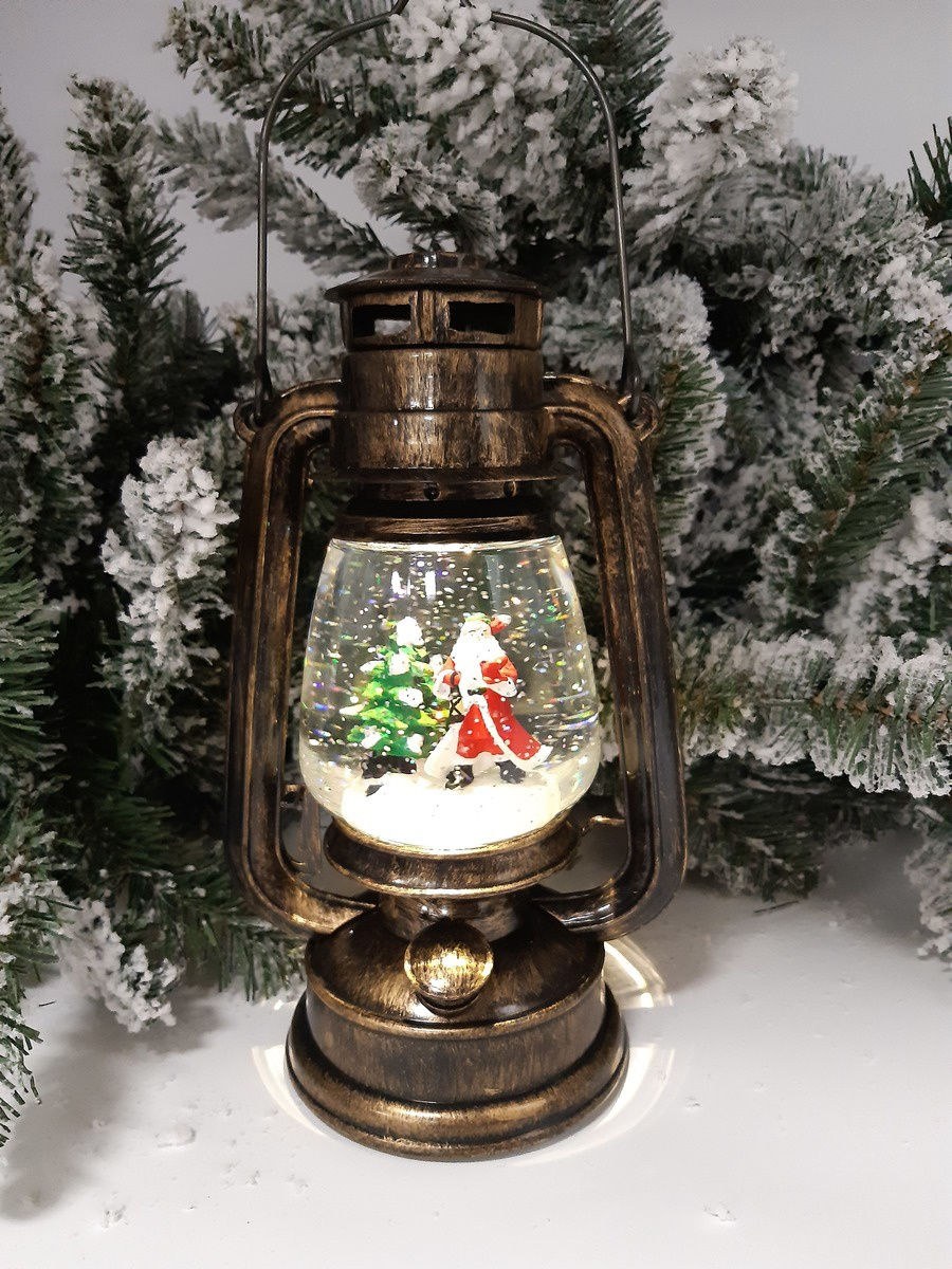 Фонарь с блестками и подсветкой новогодний