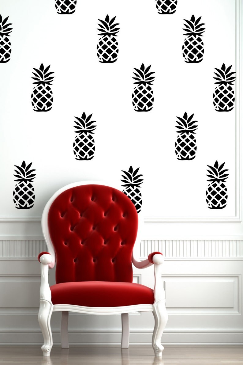 Обои ананасы на стене в интерьере (67 фото)