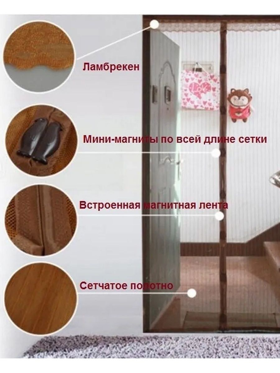 Дверная антимоскитная сетка на магнитах 120 210