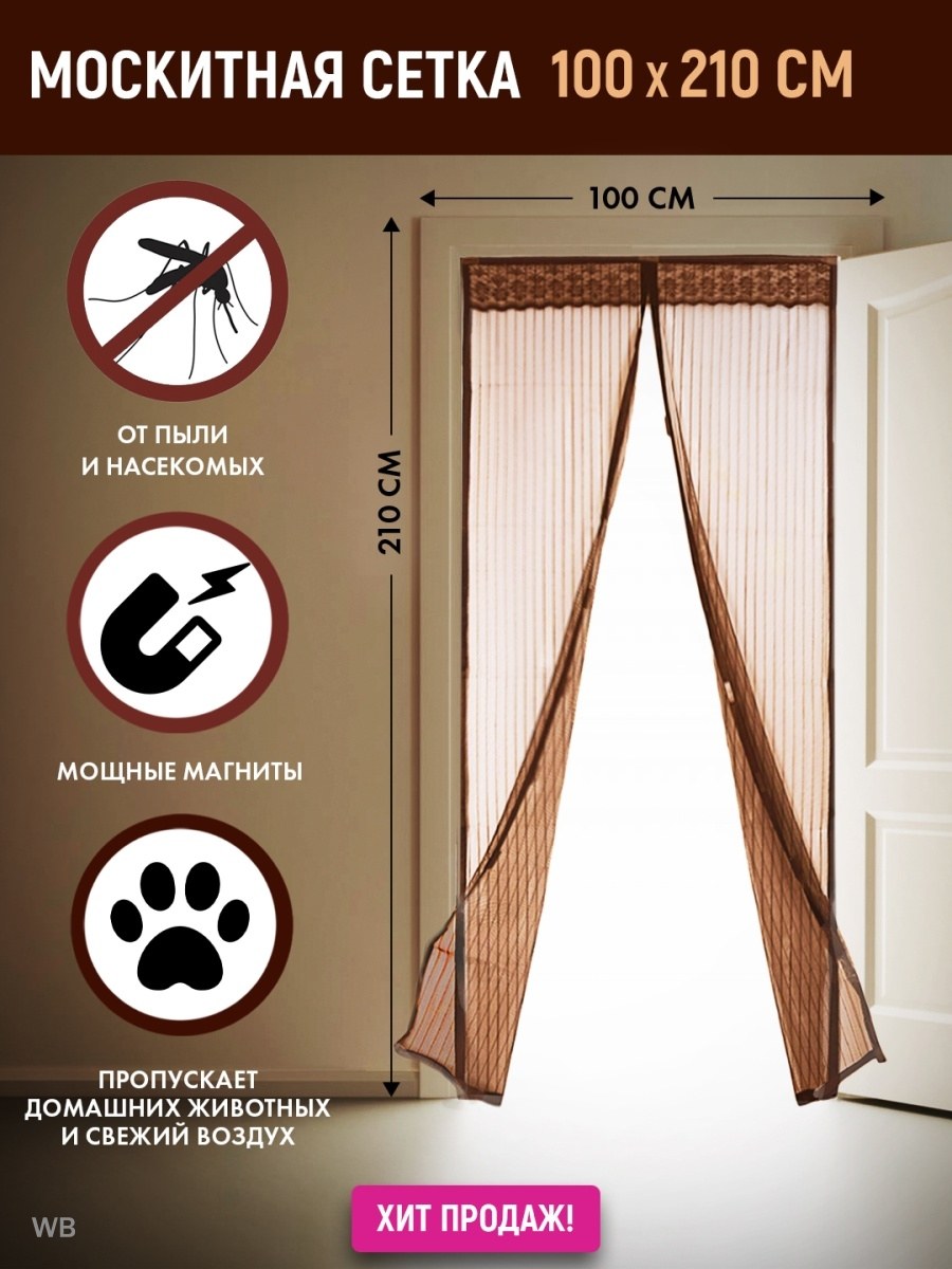 Москитная сетка на магнитах с рисунком
