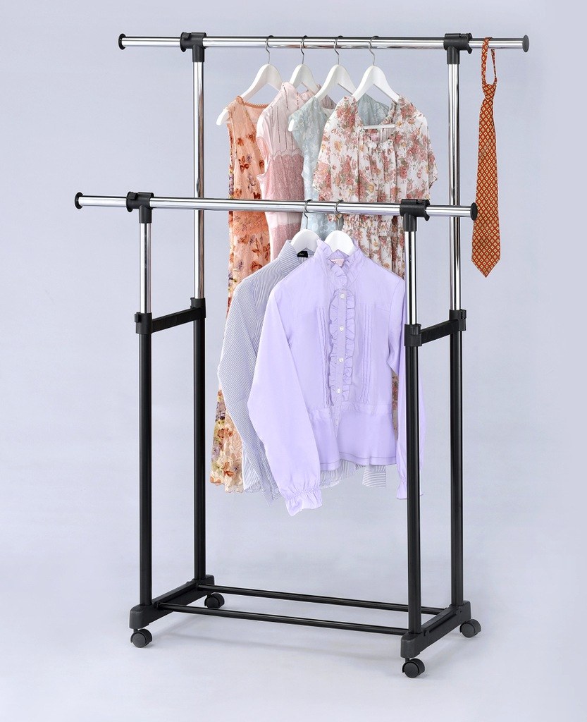 Вешалка двойная напольная на колесах hyw0244