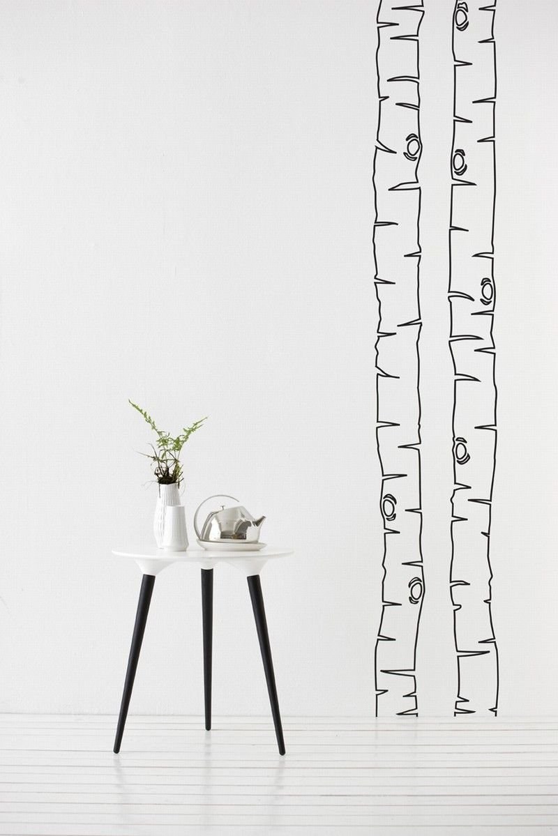 Рисование берез на стене