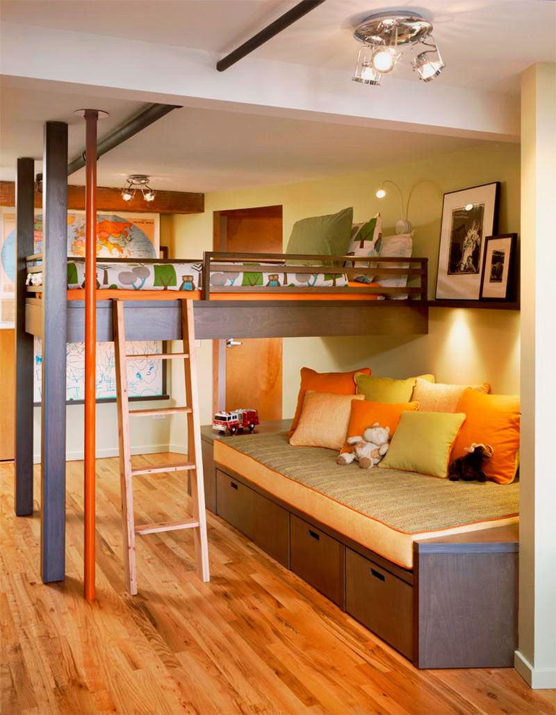 Планировка детской комнаты с двухъярусной кроватью