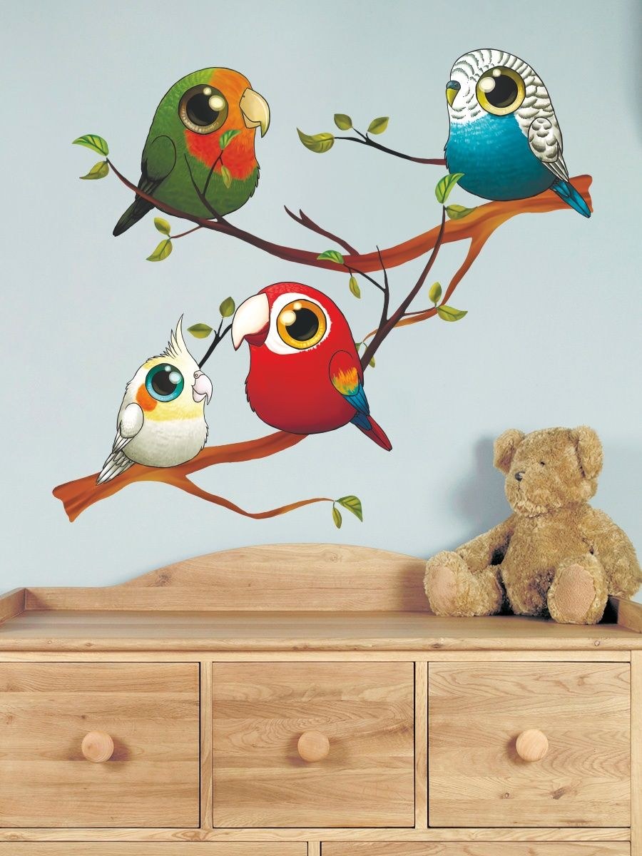 Большая интерьерная наклейка на холодильник дерево и птица (46 фото)