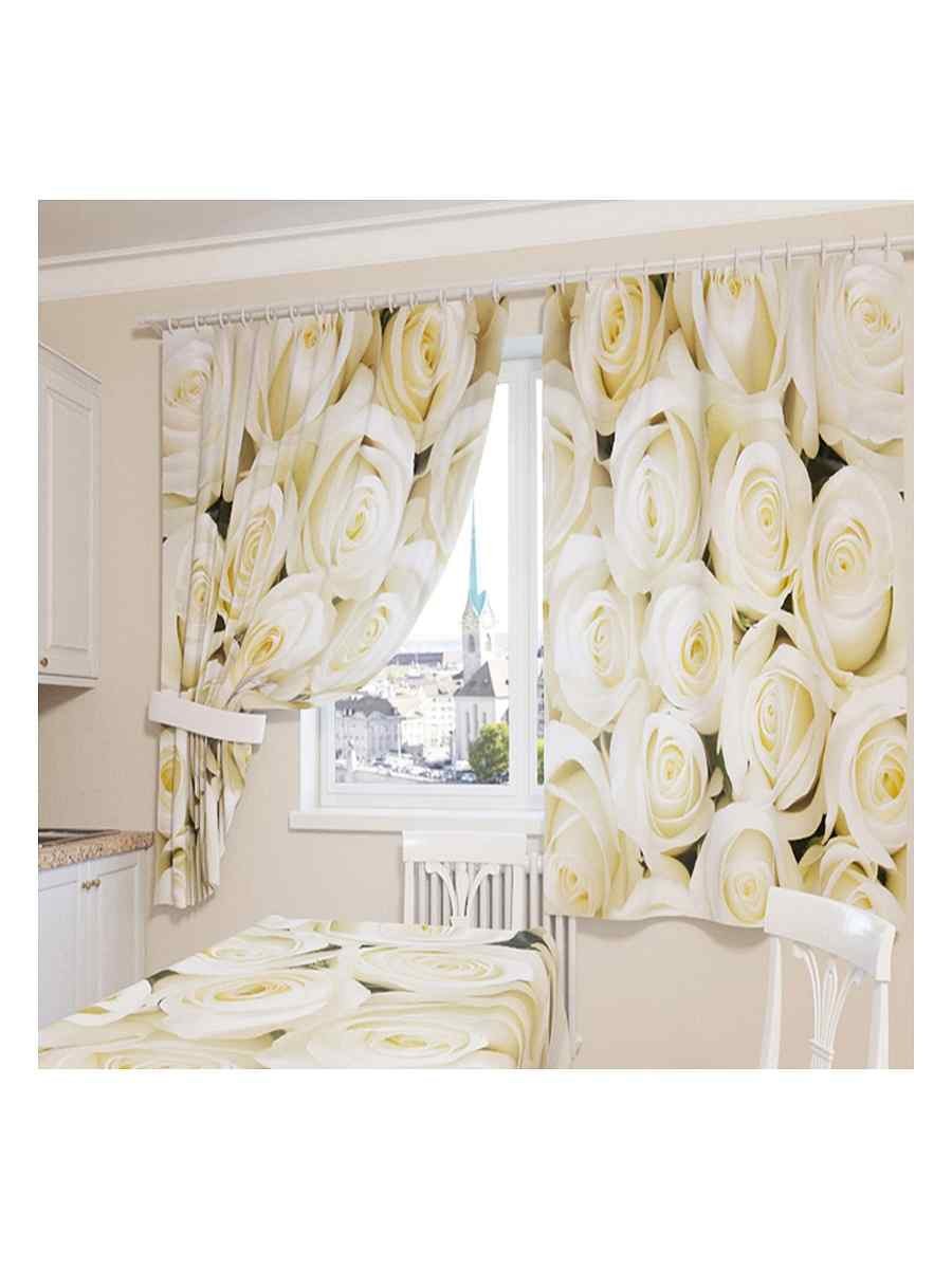 Фотошторы розы бежевые