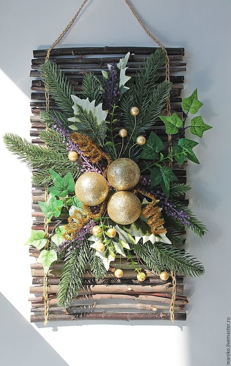 Новогодние композиции из природного материала