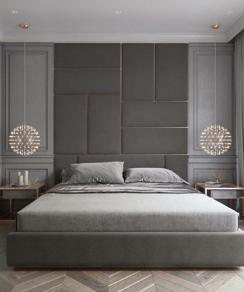 Спальня со стеновой панелью 2023 (71 фото)