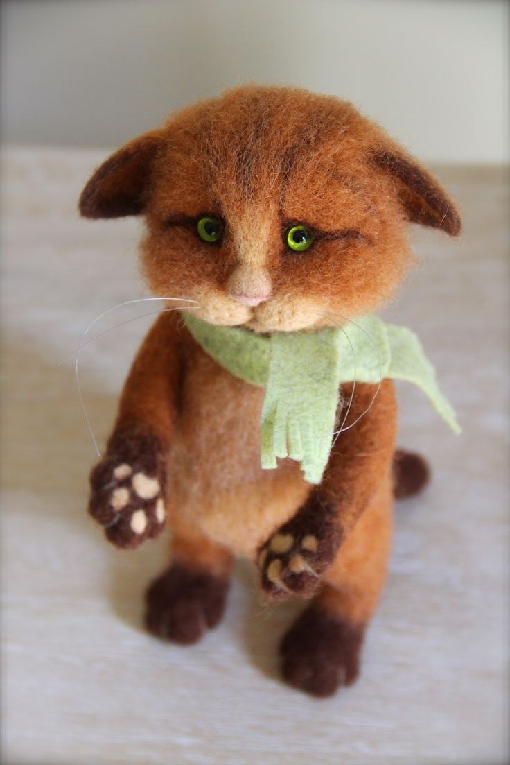 Валяный котик из шерсти