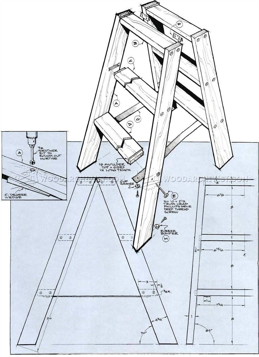 Табурет лесенка 2 ступени чертеж