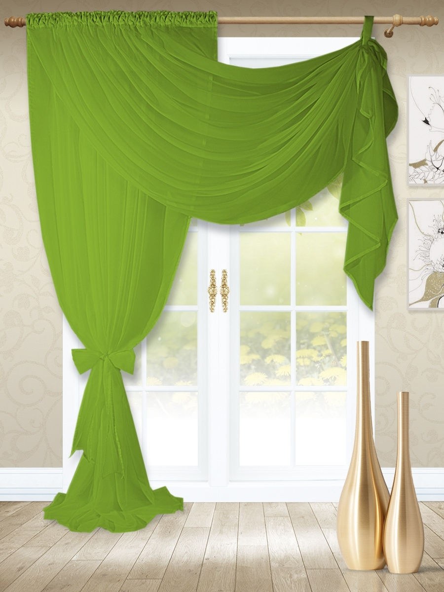 Зеленые занавески на кухню
