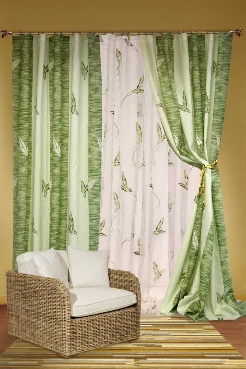 Зелёные шторы в интерьере