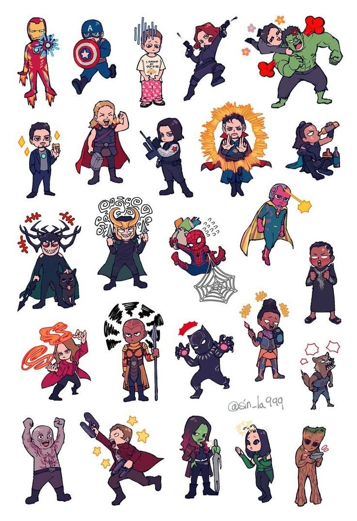 Герои Марвел наклейки