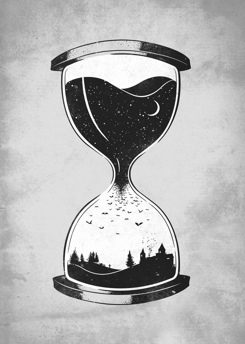 Песочные часы черно белые