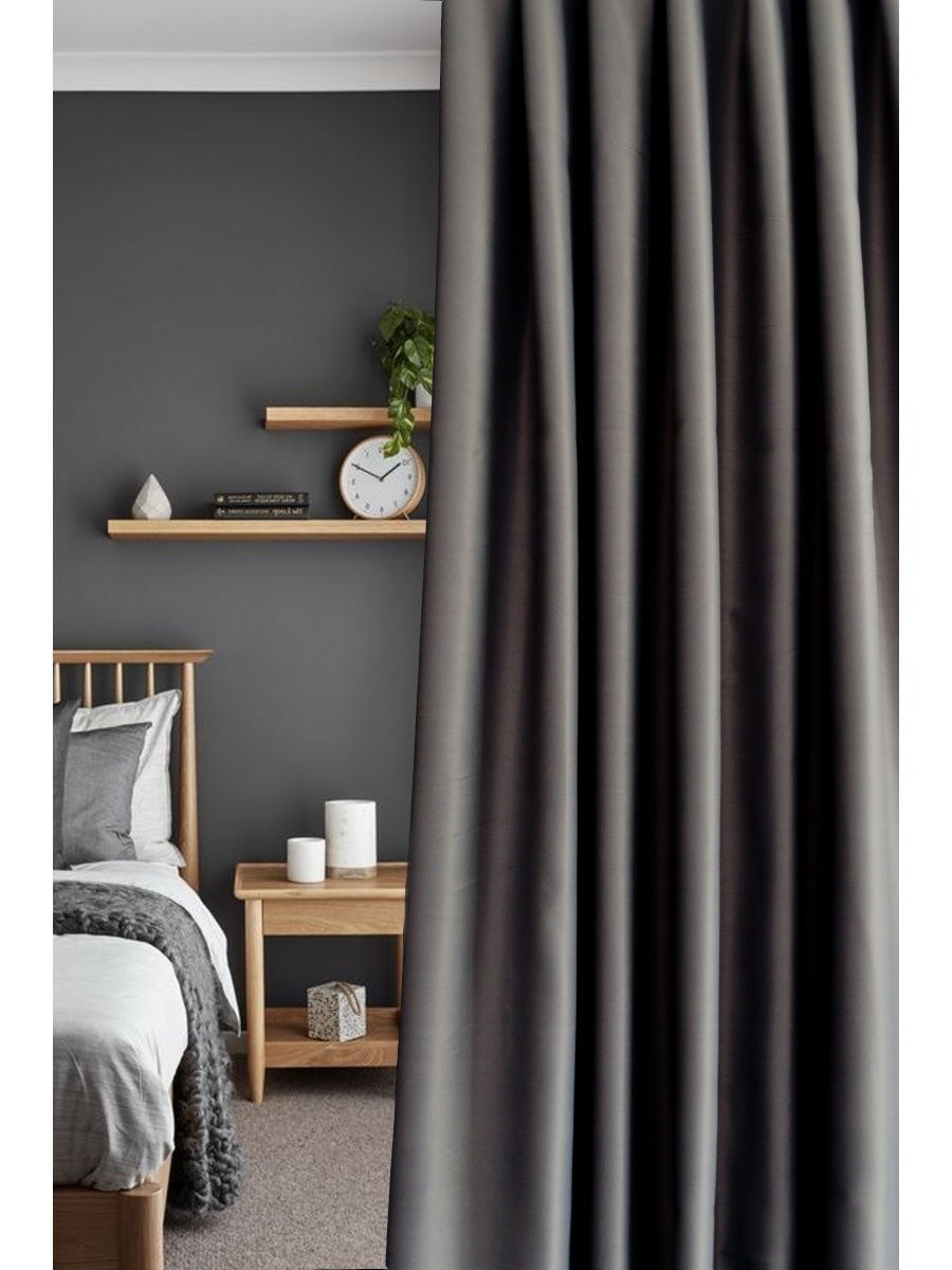 Шторы блэкаут графит