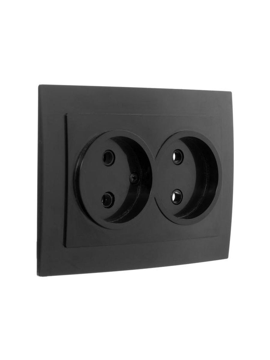 Ретро розетка 2 ая черная Электроцентр