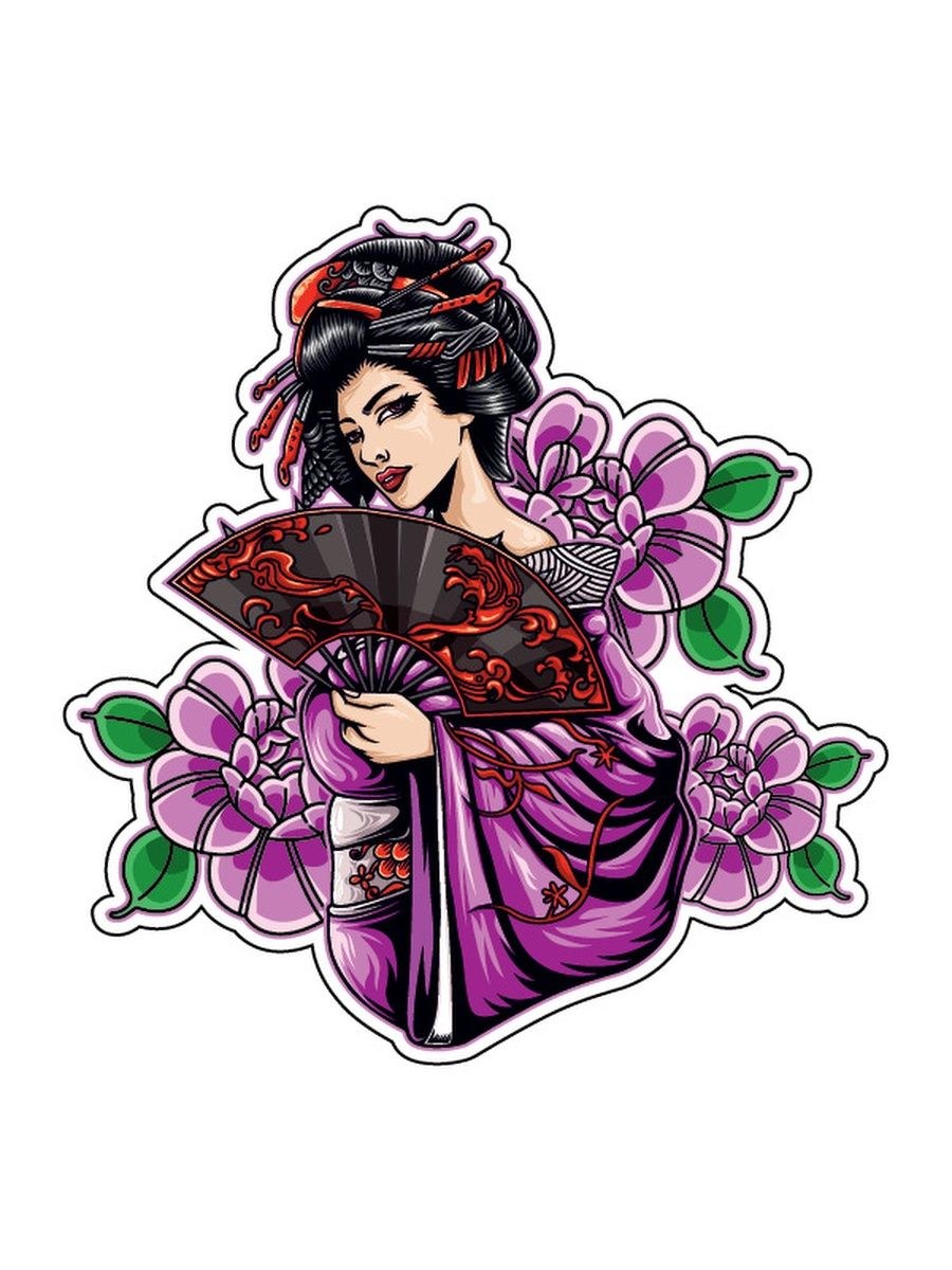 Японская гейша стикер