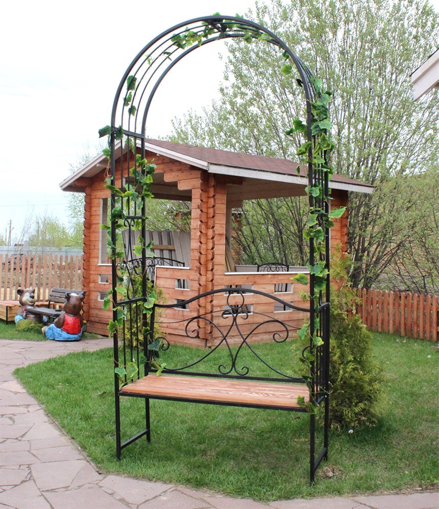 Скамейка с аркой для сада
