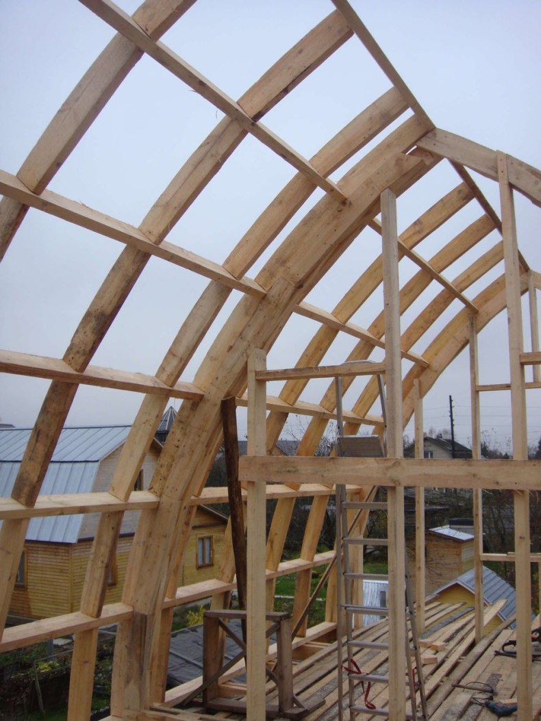 Стропильная система арочной кровли