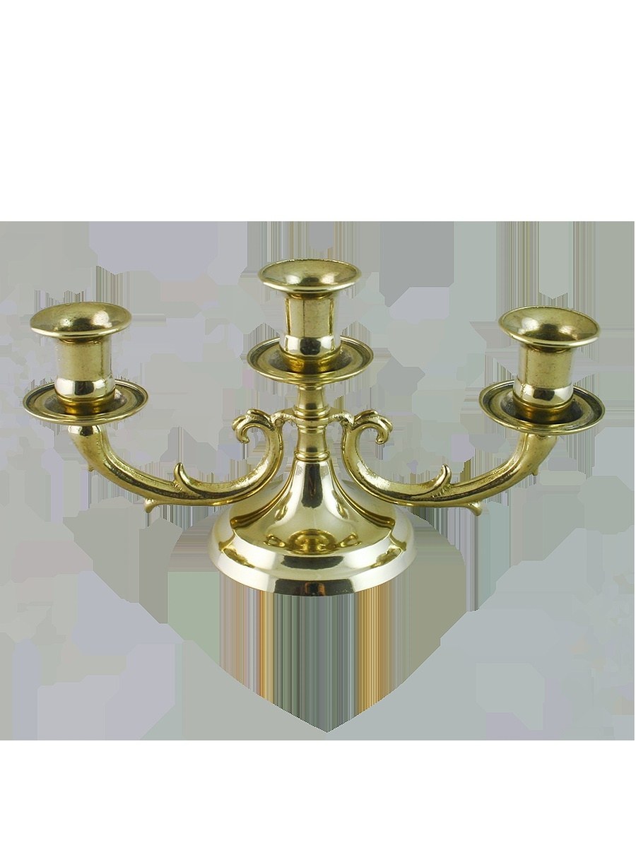Канделябр 3 рожковый золотой с белым