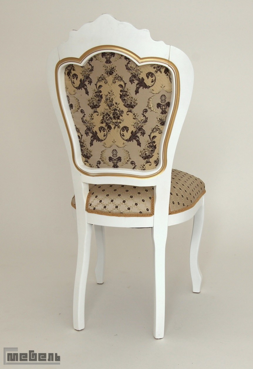 Стул Stool Market "Орион-2" п/м белый матовый+патина золото / ткань Креам 110+109)