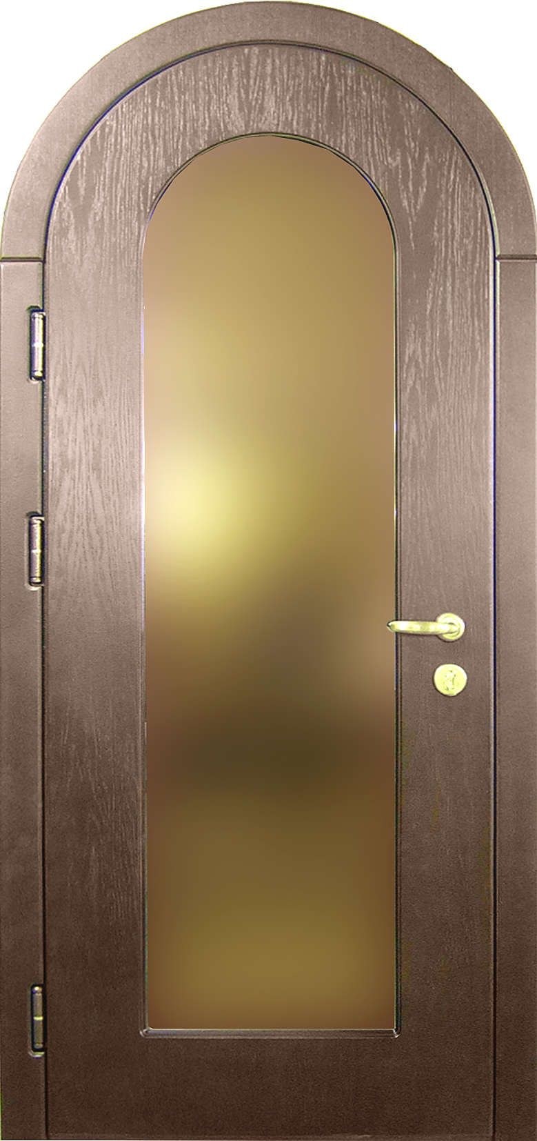 Французские арочные двери Рехау с фрамугой