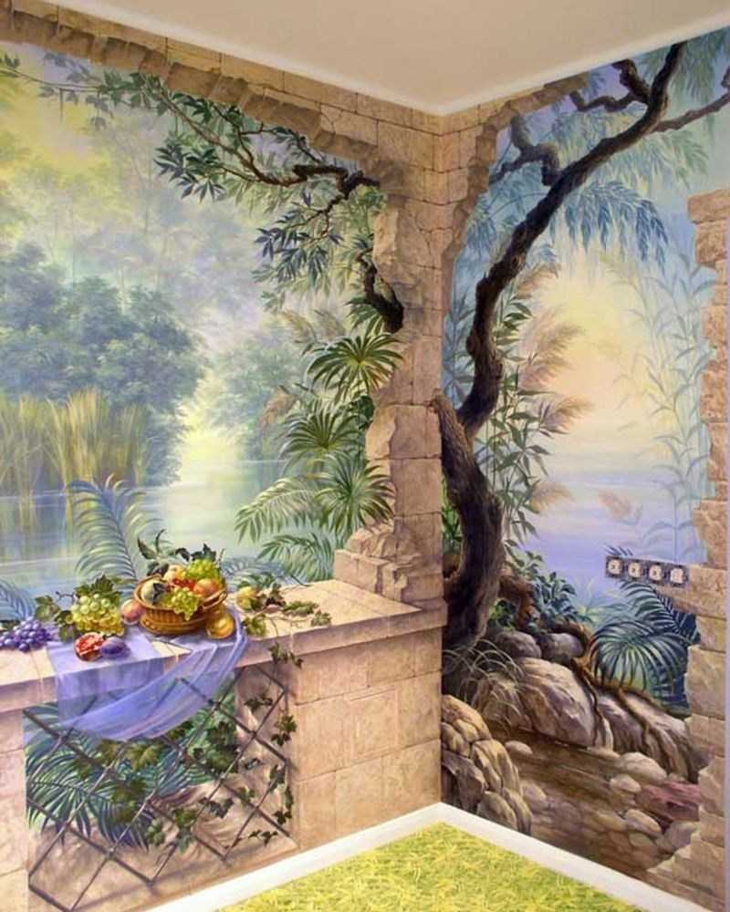 Affresco фрески в интерьере кухни