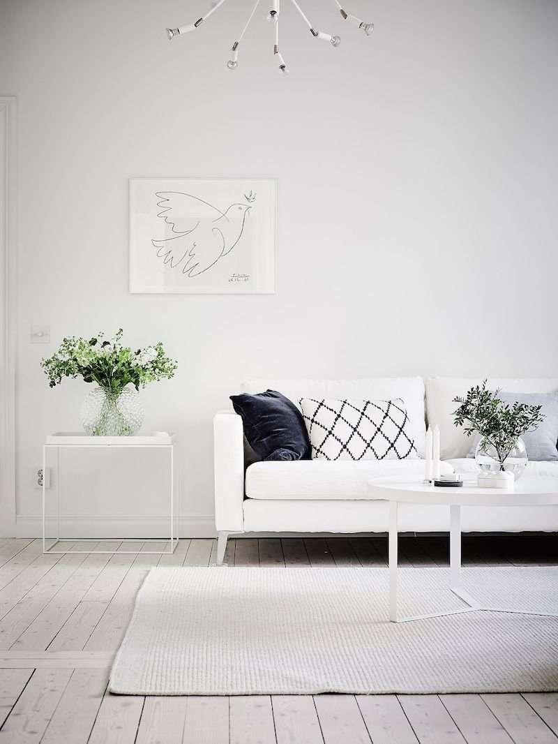 Белые стены в интерьере