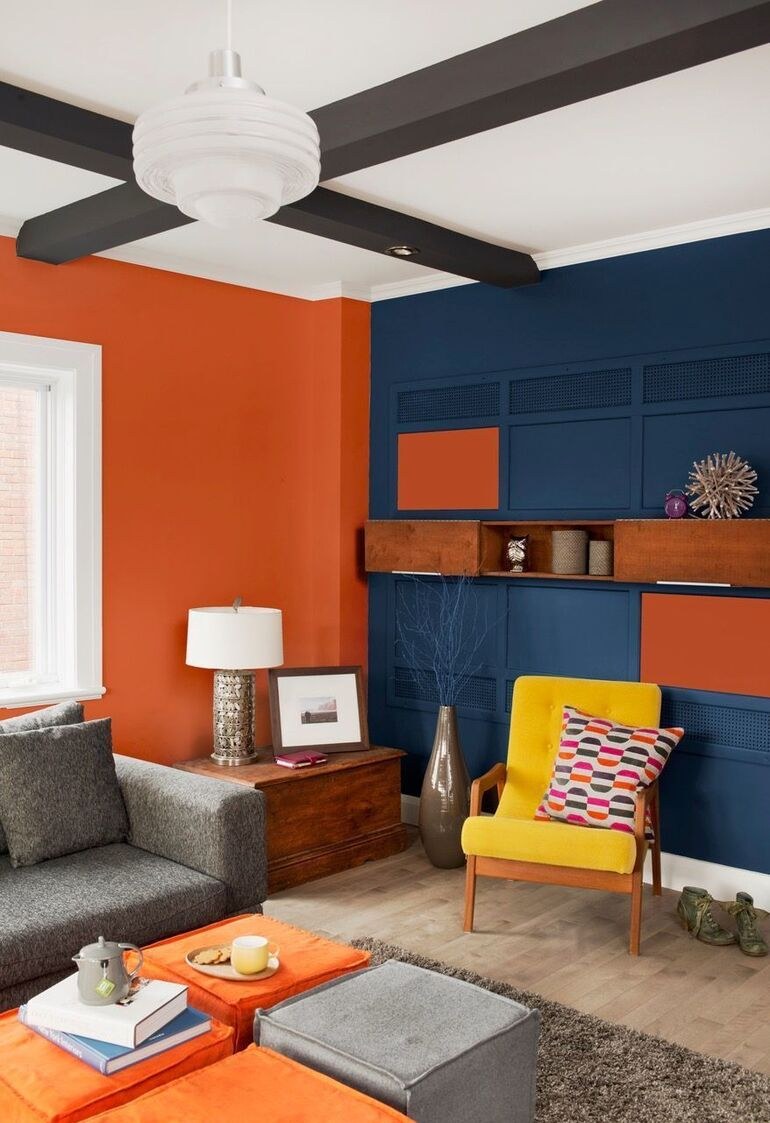Сочетание оранжевого цвета в интерьере