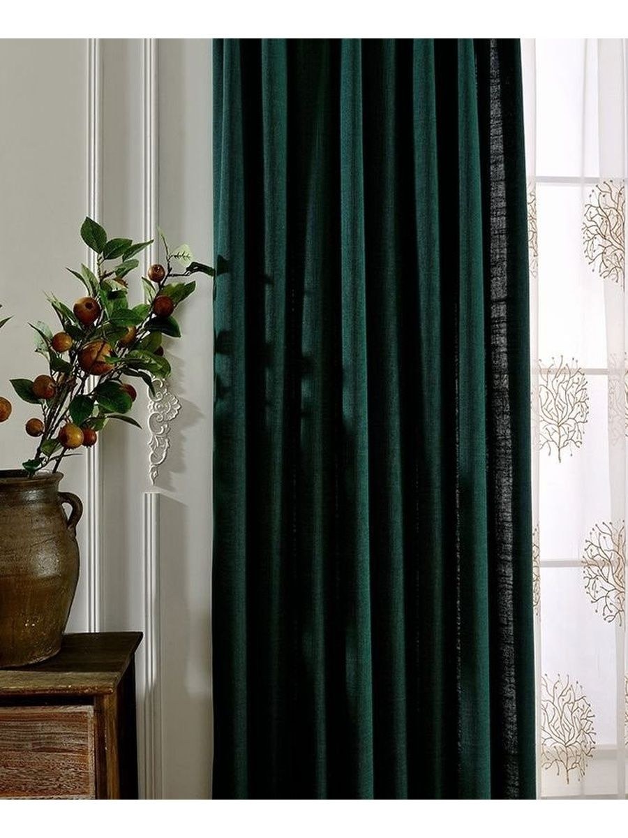 Портьеры Этель изумрудный