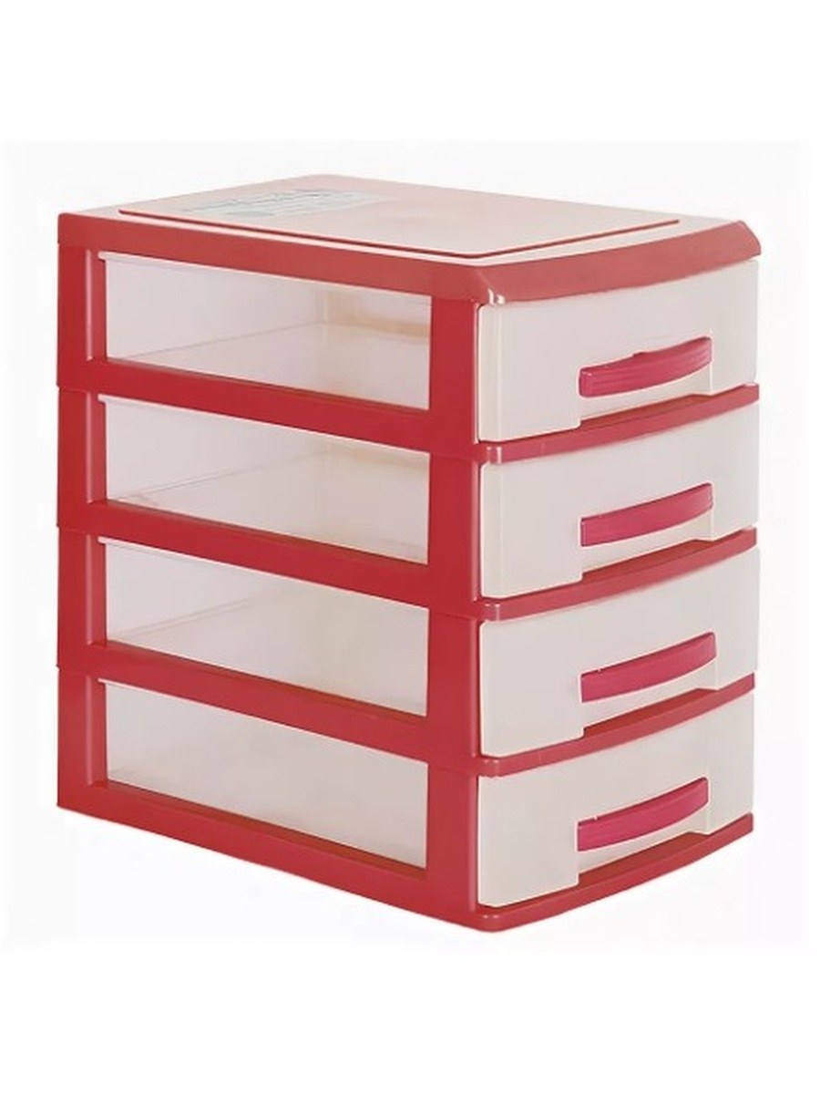 Бельевой комод Росспласт 4 секции с прямоугольными ручками